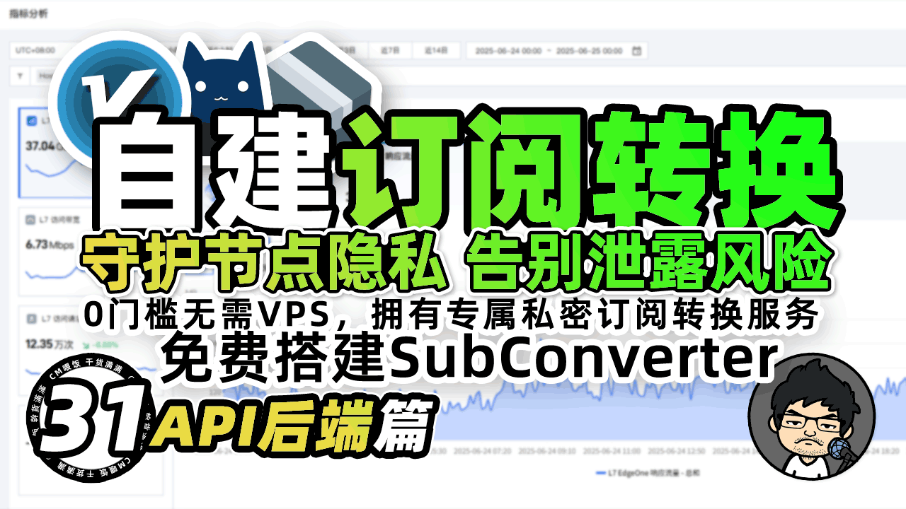 🛡️ 自建订阅转换:API后端 🔒 告别订阅泄露风险!无需VPS,免费拥有专属私密转换服务,守护科学上网的节点隐私。